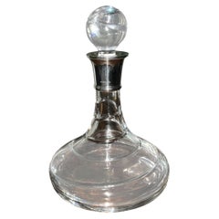 Carr's Sheffield Sterling Silver Collar Spiral Cut Crystal Ships Decanter 2006