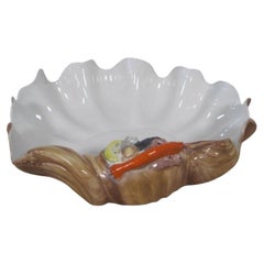 Italienischer Vintage-Tischschmuck „Tre Art“ aus Majolika mit Muschel-, Hummer- und Meeresfrüchte-Motiven, 19"