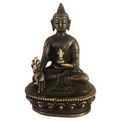 Mid-20th Century Tibetan Bronze Medicine Buddha Bhaisajyaguru Statue