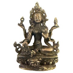Mid-20th Century Tibetan Bronze Six-Armed Vasudhara Goddess of Abundance Statue