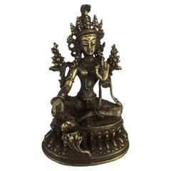 Mid-20th Century Tibetan Bronze Green Tara Syamatara Buddhist Statue