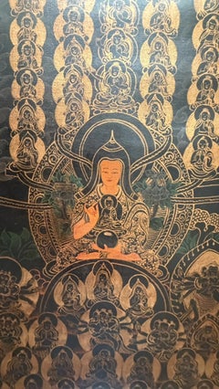 19th Century Tibetan Gelugpa Refuge Tree Thangka of Je Tsongkhapa, Hand-Painted