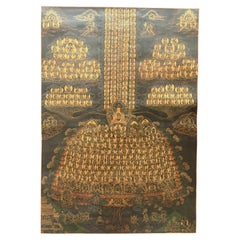 19th Century Tibetan Gelugpa Refuge Tree Thangka of Je Tsongkhapa, Hand-Painted