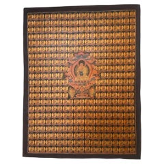 Mid-20th Century Tibetan 365 Buddhas Hand-Painted Thangka, Drepung Monastery