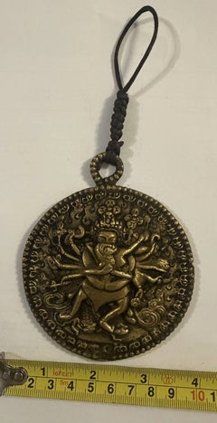 Mid-19th Century Tibetan Buddhist Wrathful Deity Yab-Yum Bronze Amulet Pendant