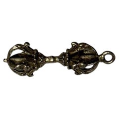 Mid-20th Century Tibetan Buddhist Silver Dorje Vajra Amulet Pendant