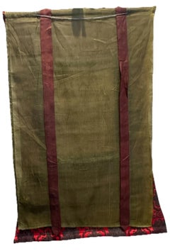 Late 20th Century Tibetan Medicine Buddha Gold Thangka with Silk Brocade