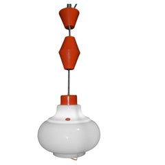 Lustry Kamenický Šenov Mid-Century Czech Opaline Glass Rise-and-Fall Pendant