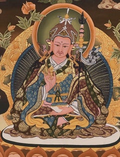 Mid-20th Century Tibetan Padmasambhava Guru Rinpoche Hand-Painted Thangka