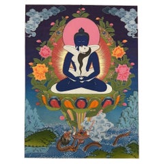 Mid-20th Century Tibetan Samantabhadra Yab-Yum Hand-Painted Thangka, Tibet
