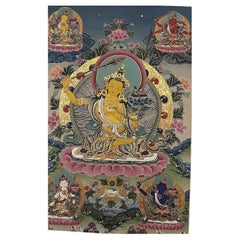 Mid-20th Century Tibetan Manjushri Hand-Painted Thangka, Tabo Monastery, India