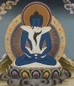 Mid-20th Century Tibetan Samantabhadra and Samantabhadri Yab-Yum Thangka