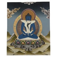 Mid-20th Century Tibetan Samantabhadra and Samantabhadri Yab-Yum Thangka