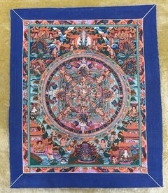 Late 20thC Tibetan Maitreya Buddha Mandala Painted Thangka, Jokhang Monastery