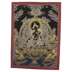 Late 20thC Green Tara Gold and Silver Hand-Painted Tibetan Thangka, Spiti Valley