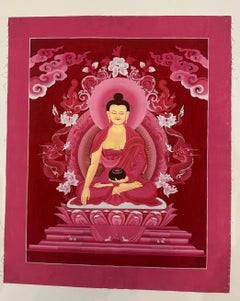 Late 20th Century Shakyamuni Buddha Hand-Painted Thangka, Ladakh, India