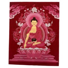 Late 20th Century Shakyamuni Buddha Hand-Painted Thangka, Ladakh, India