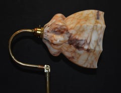 English GEC Art Deco Articulated Brass Bankers’ Desk Lamp with Marbled shade