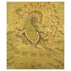 Late 20th Century Tibetan Vajrapani 24-Karat Gold Thangka, Ganden Monastery