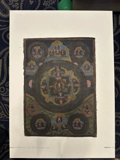 Late 18th Century Tibetan Five Tathagata Buddha Mandala Painted Thangka, Labrang