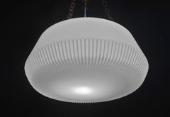 Art Deco Opaline Glass Schoolhouse Plafonnier Pendant Light, circa 1930