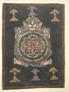 Mid-18th C Tibetan Wheel of Life Bhavachakra Painted Thangka, Drepung Monastery