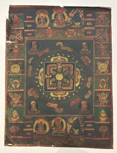 Mid-14th C Tibetan Buddhasamayoga Mandala Painted Thangka, Samye Monastery