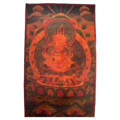 Early 18th Century Tibetan Vajradhara Hand-Painted Thangka, Sera Monastery