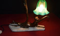 French Art Deco Gilt Bronze Nude Figure Table Lamp, circa 1930