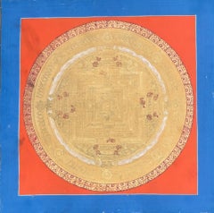 Late 20th C Tibetan Kalachakra Mandala Hand-Painted Thangka, Namgyal Monastery