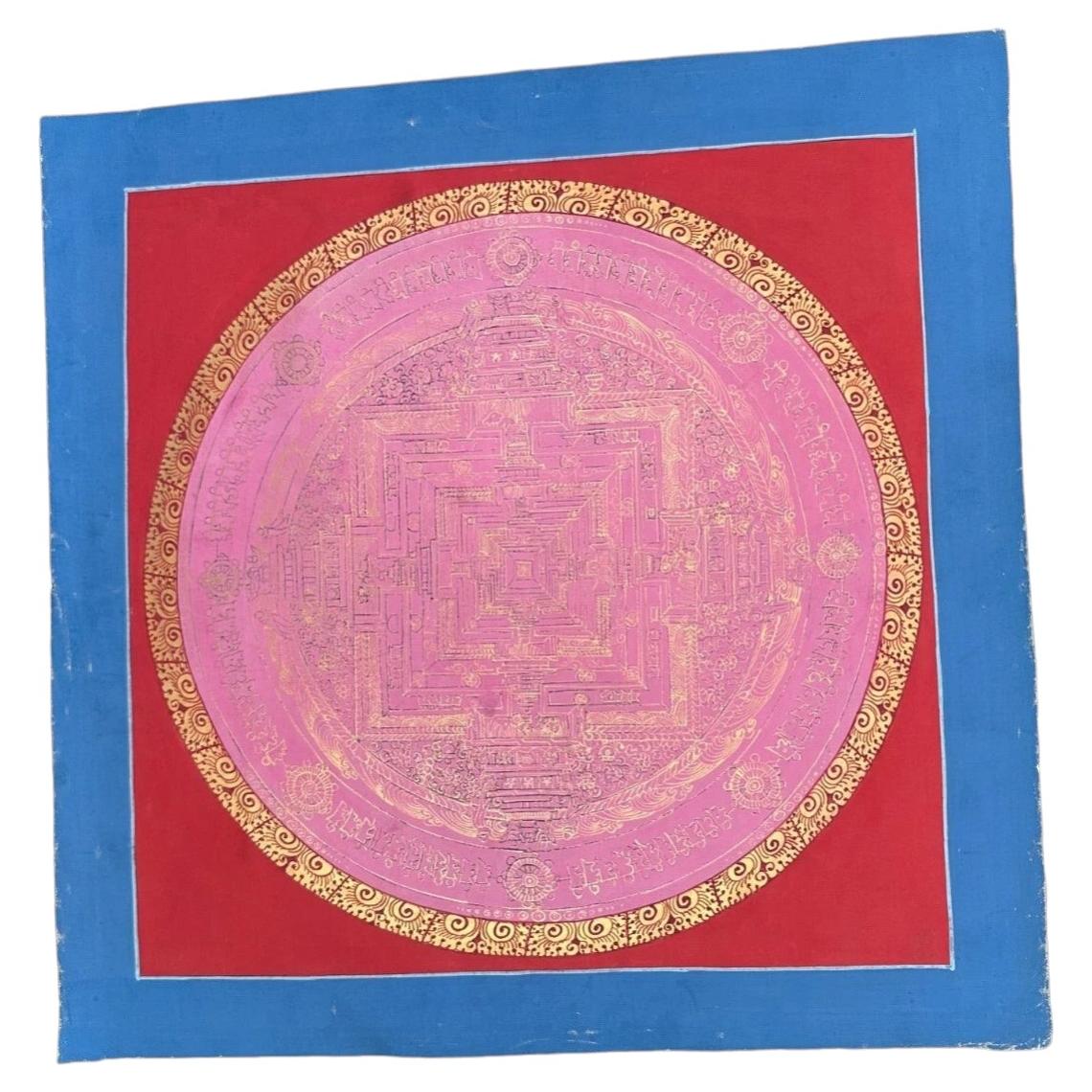 Late 20th C Tibetan Kalachakra Mandala Hand-Painted Thangka, Namgyal Monastery