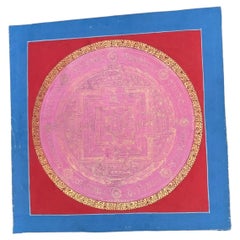 Late 20th C Tibetan Kalachakra Mandala Hand-Painted Thangka, Namgyal Monastery