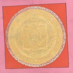 Late 20th C Tibetan Kalachakra Mandala Hand-Painted Thangka, Namgyal Monastery