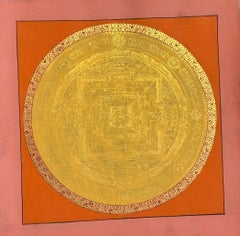 Late 20th C Tibetan Kalachakra Mandala Hand-Painted Thangka, Namgyal Monastery