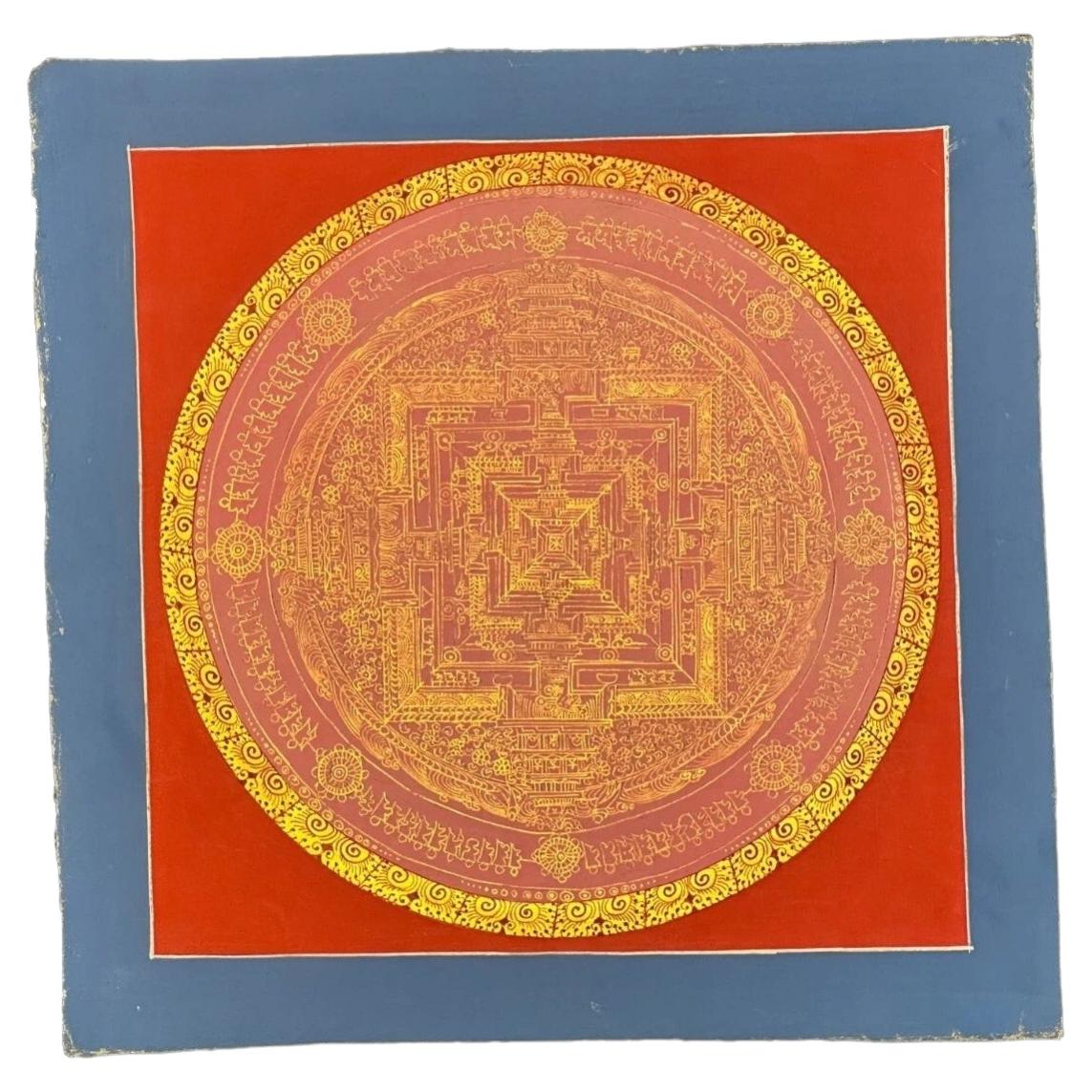 Late 20th C Tibetan Kalachakra Mandala Hand-Painted Thangka, Namgyal Monastery