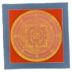 Late 20th C Tibetan Kalachakra Mandala Hand-Painted Thangka, Namgyal Monastery
