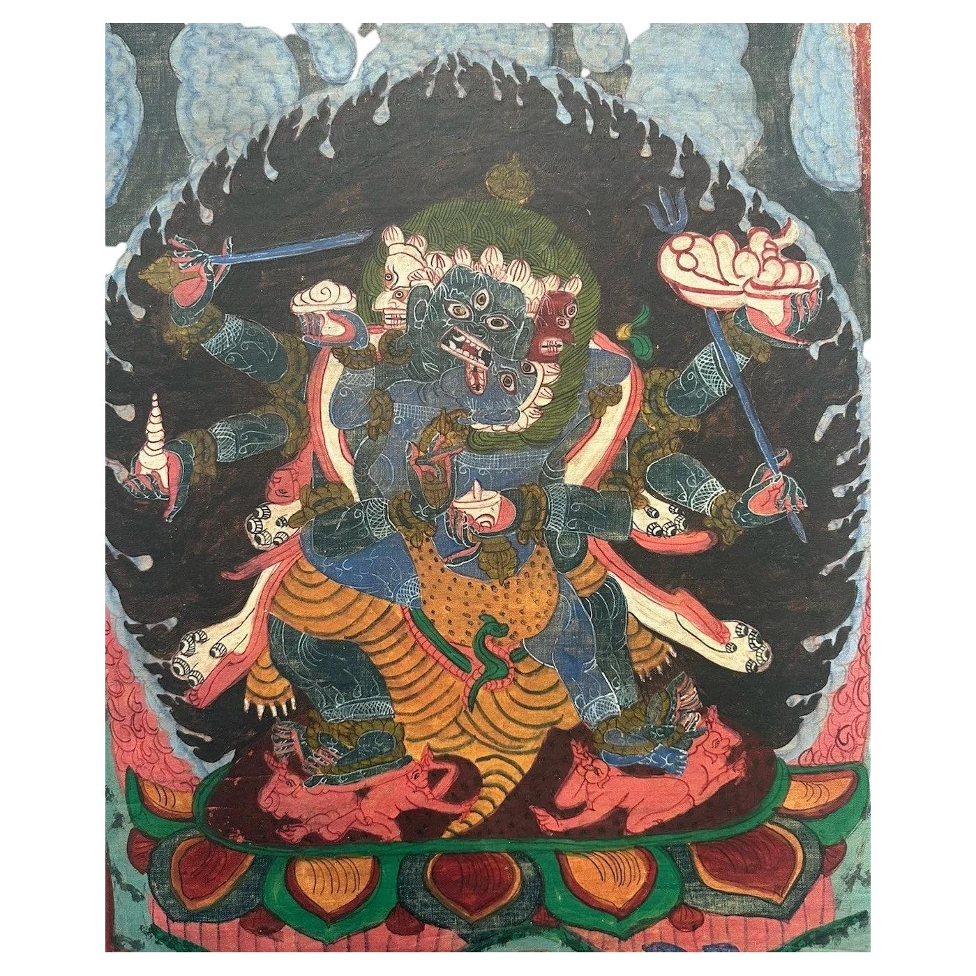 Thangka tibetana del Kalachakra, pintada a mano a principios del siglo XVII, del templo de Jokhang en venta