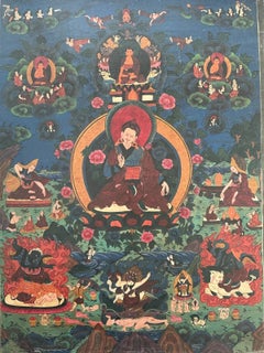 Early 18th Century Tibetan Guru Rinpoche Padmasambhava Thangka, Sera Monastery