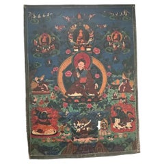 Early 18th Century Tibetan Guru Rinpoche Padmasambhava Thangka, Sera Monastery