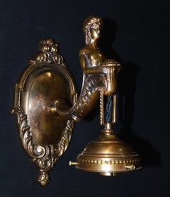 1930s French Empire Bronze Siren Sea Nymph Figural Wall Light Sconce