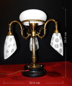 Louis Moreau La Fortune French Art Nouveau Bronze Four-Light Table Lamp