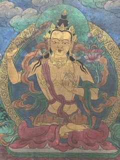 Highly Rare Early 16th Century Tibetan Manjushri Thangka, Sakya Monastery
