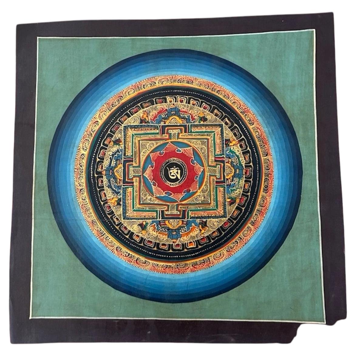 Tibetan Om Mandala Thangka, Namgyal Monastery, circa 1900 For Sale