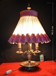 19th Century French Napoleon III Silver Plate Three-Light Bouillotte Lamp