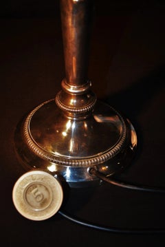1920s British Art Deco Silver Plate Table Lamp with Opaline Glass Shade