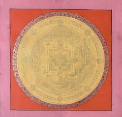 Late 20th C Tibetan Kalachakra Mandala Hand-Painted Thangka, Namgyal Monastery