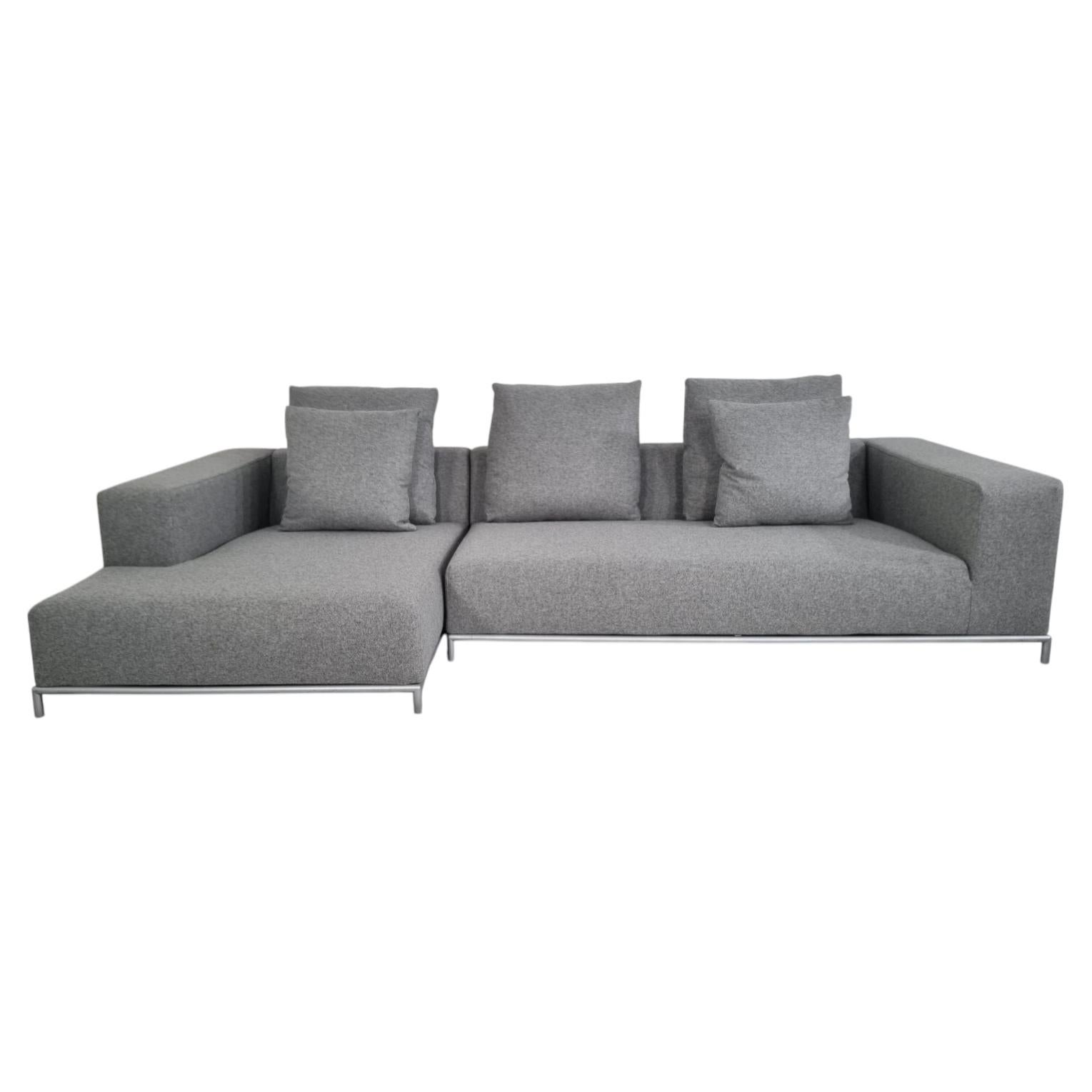 B&B Italia George L-Shaped Sectional in Mid-Grey Lambswool For Sale