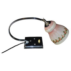 1930s Bellova Emerlite Art Deco Chrome Desk Lamp with Opaline Glass Shade