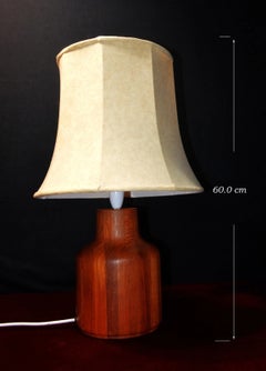 1960s Danish Mid-Century Teak Table Lamp with Cased Glass Shade