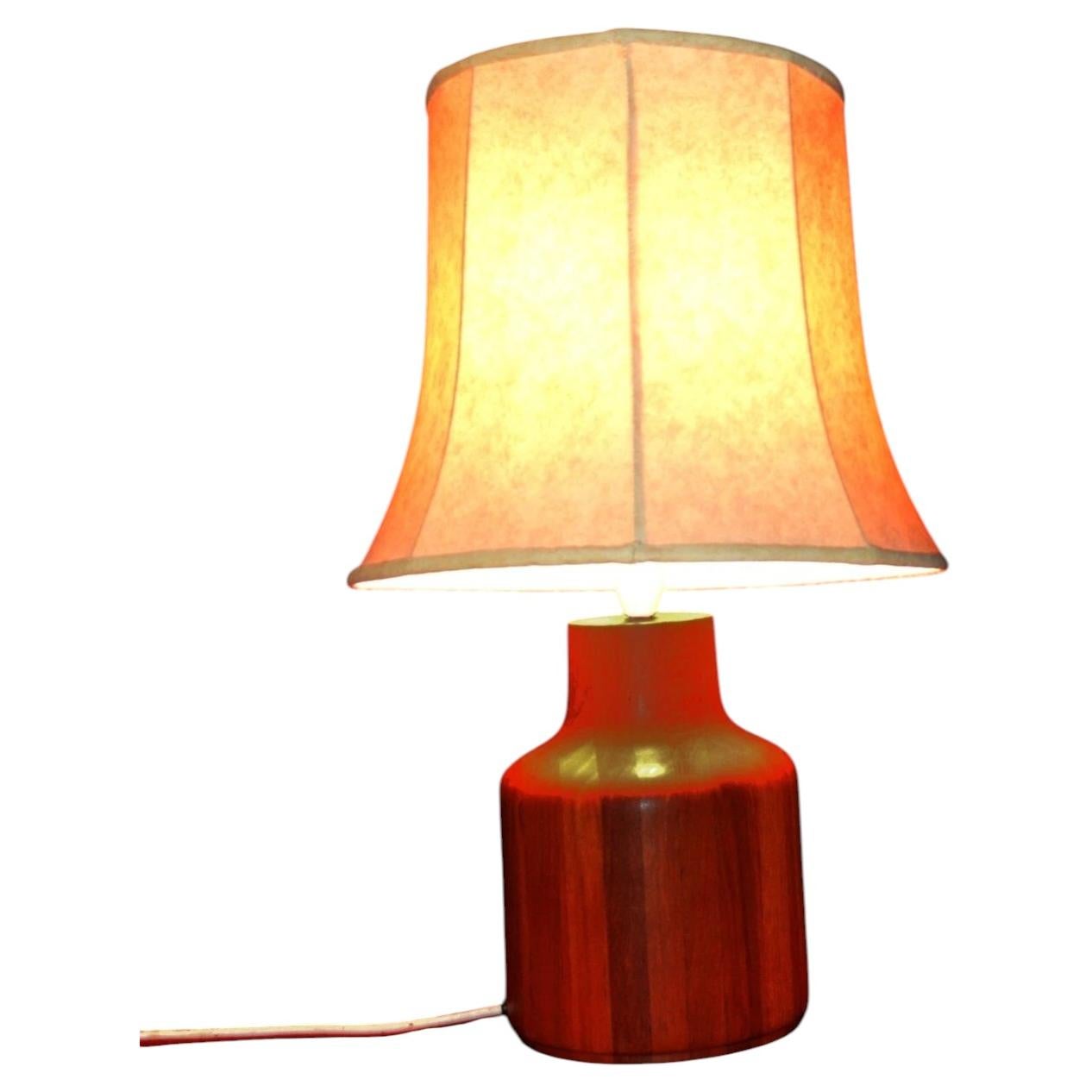 1960s Danish Mid-Century Teak Table Lamp with Cased Glass Shade For Sale